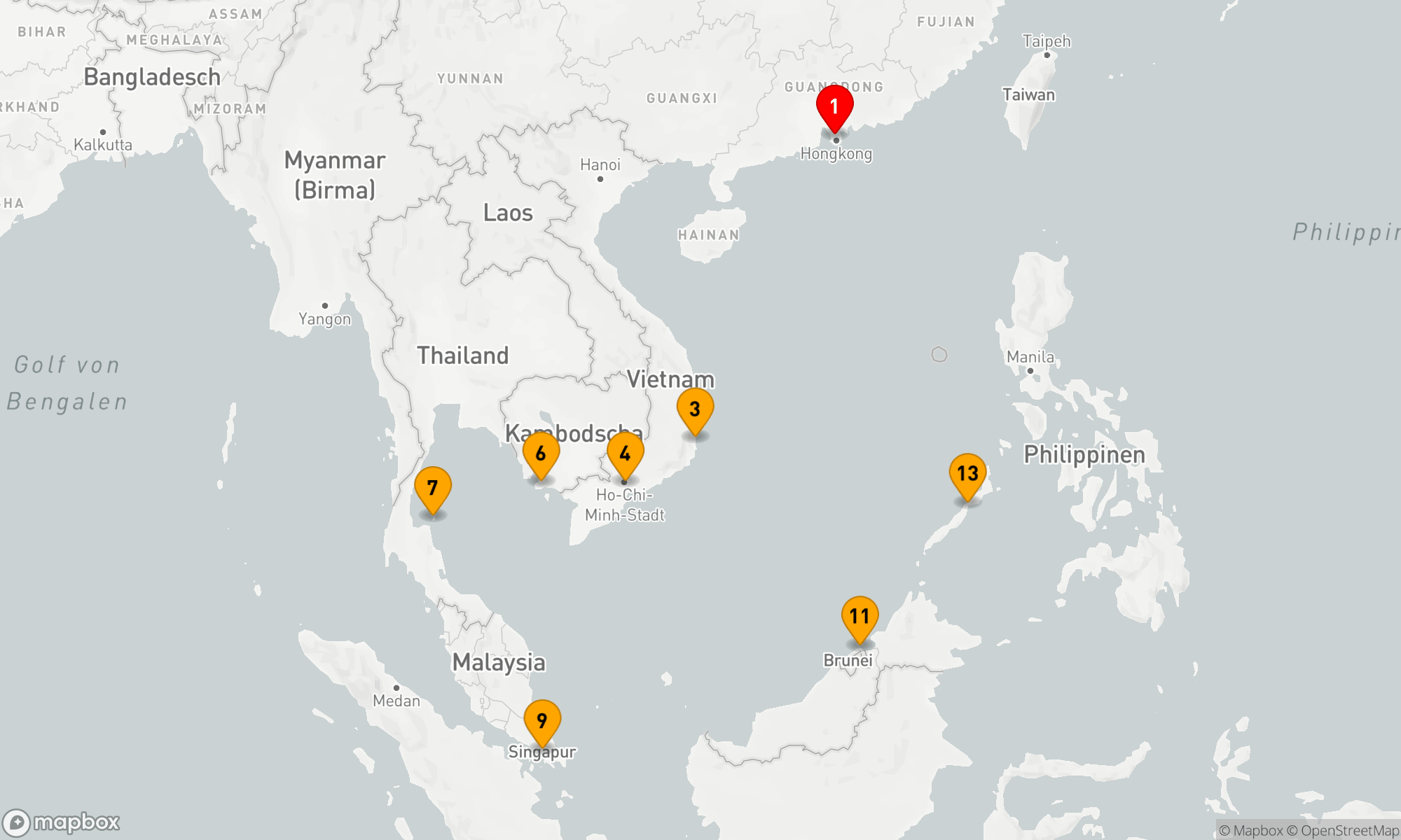 Route 15 Nächte - Asiatische Entdeckungskreuzfahrt Route 15 Nächte - Asiatische Entdeckungskreuzfahrt