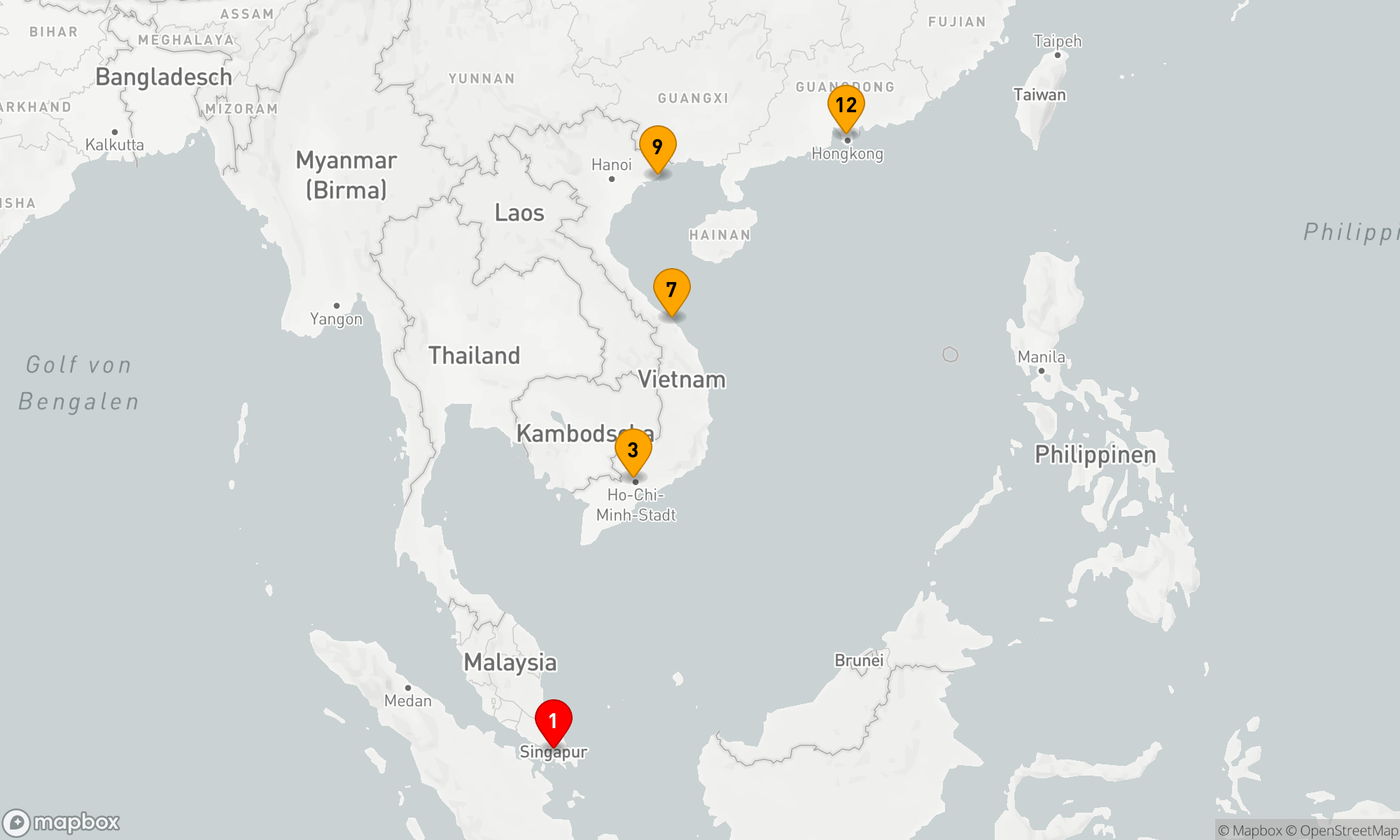Route 14 Nächte - Asiatische Entdeckungsreise: Von Singapur nach Hongkong Route 14 Nächte - Asiatische Entdeckungsreise: Von Singapur nach Hongkong