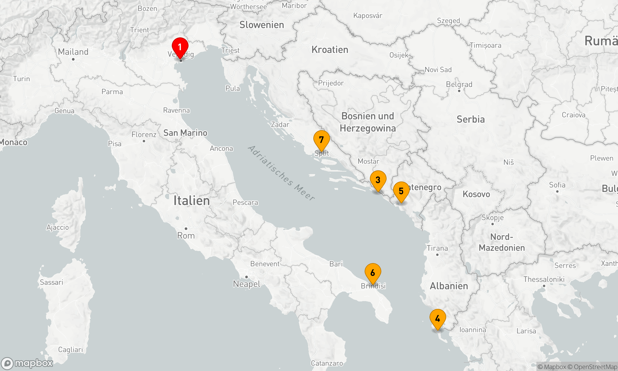 Route 7 Nächte - Adriatische Entdeckungsreise Route 7 Nächte - Adriatische Entdeckungsreise