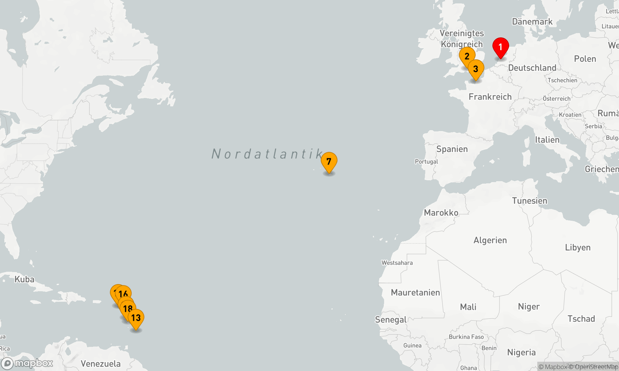 Route 17 Nächte - Atlantische Entdeckung: Von Europa in die Karibik Route 17 Nächte - Atlantische Entdeckung: Von Europa in die Karibik