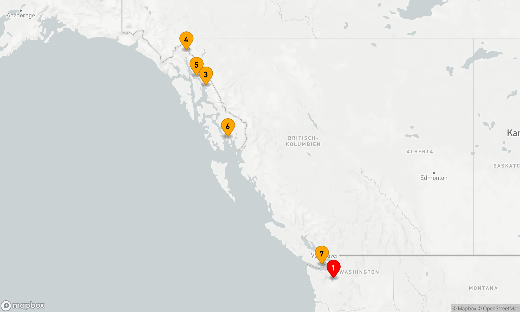 Route 7 Nächte - ALASKA INSIDE PASSAGE & GLETSCHER Route 7 Nächte - ALASKA INSIDE PASSAGE & GLETSCHER