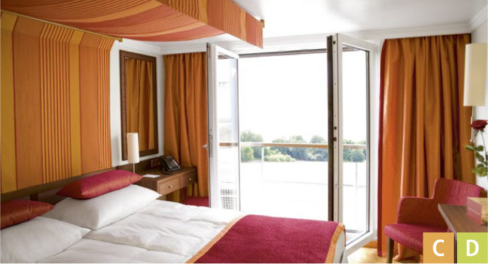 2-Bett-Außenkabine mit französischem Balkon, Kategorie D