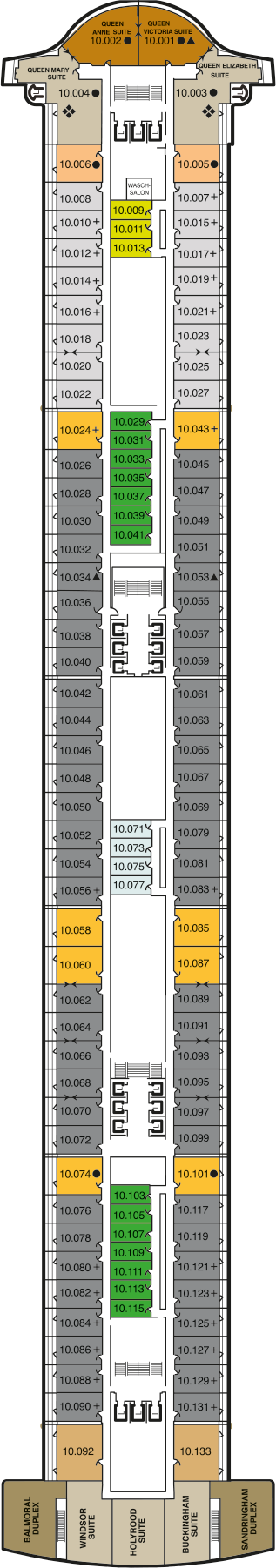 Queen Mary 2 - Decksplan Deck 10