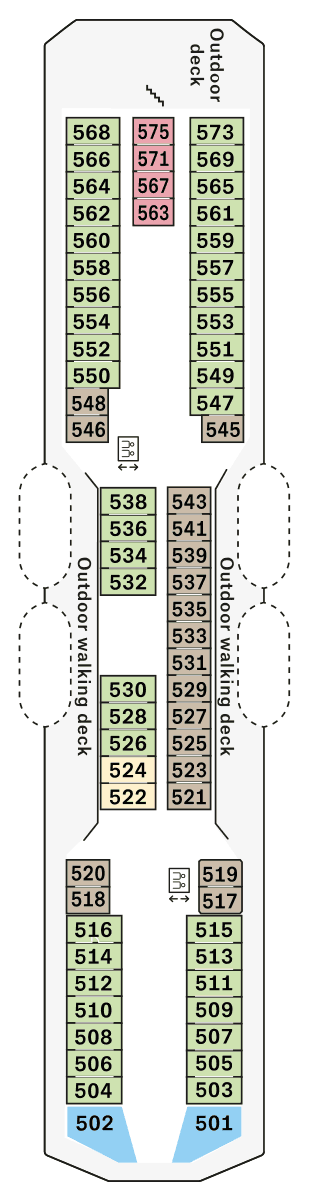 MS Nordkapp - Decksplan Deck 5