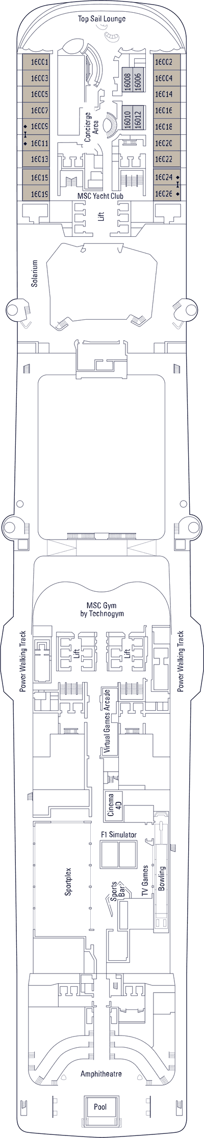 MSC Bellissima - Decksplan Deck 16