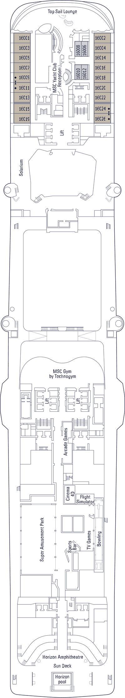 MSC Meraviglia - Decksplan Deck 16