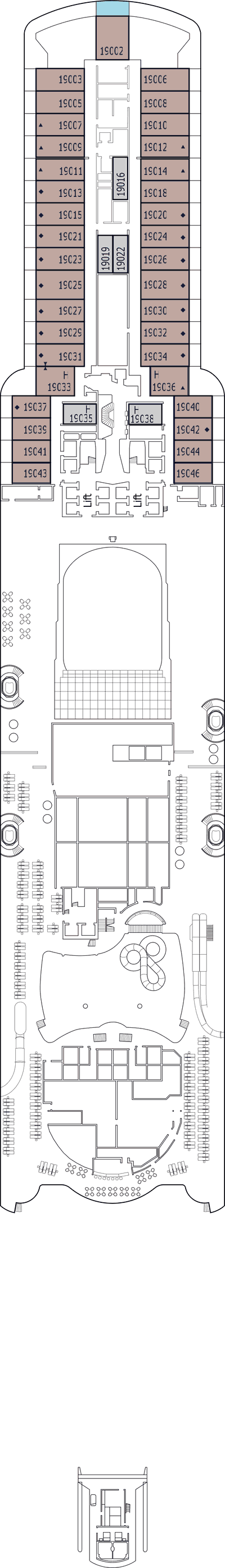 MSC Seashore - Decksplan Deck 19