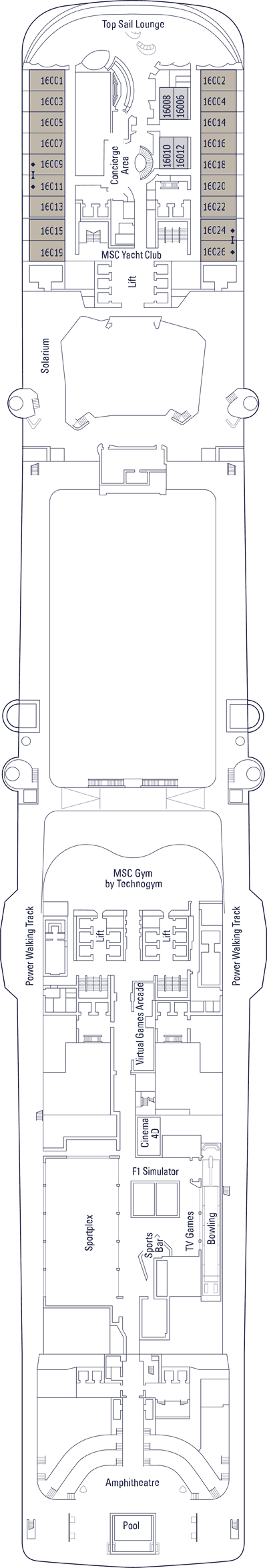 MSC Virtuosa - Decksplan Deck 16