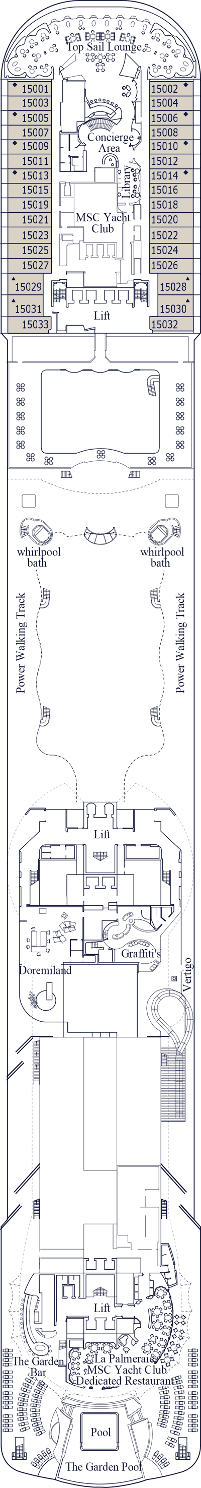 MSC Preziosa - Decksplan Deck 15