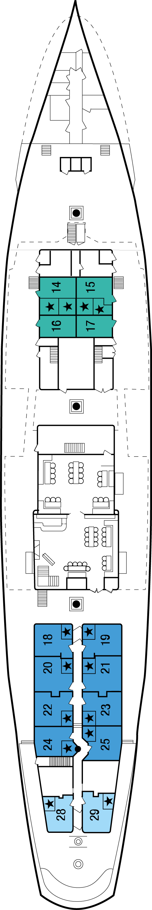 Deckplan des Sea Cloud Decks 2