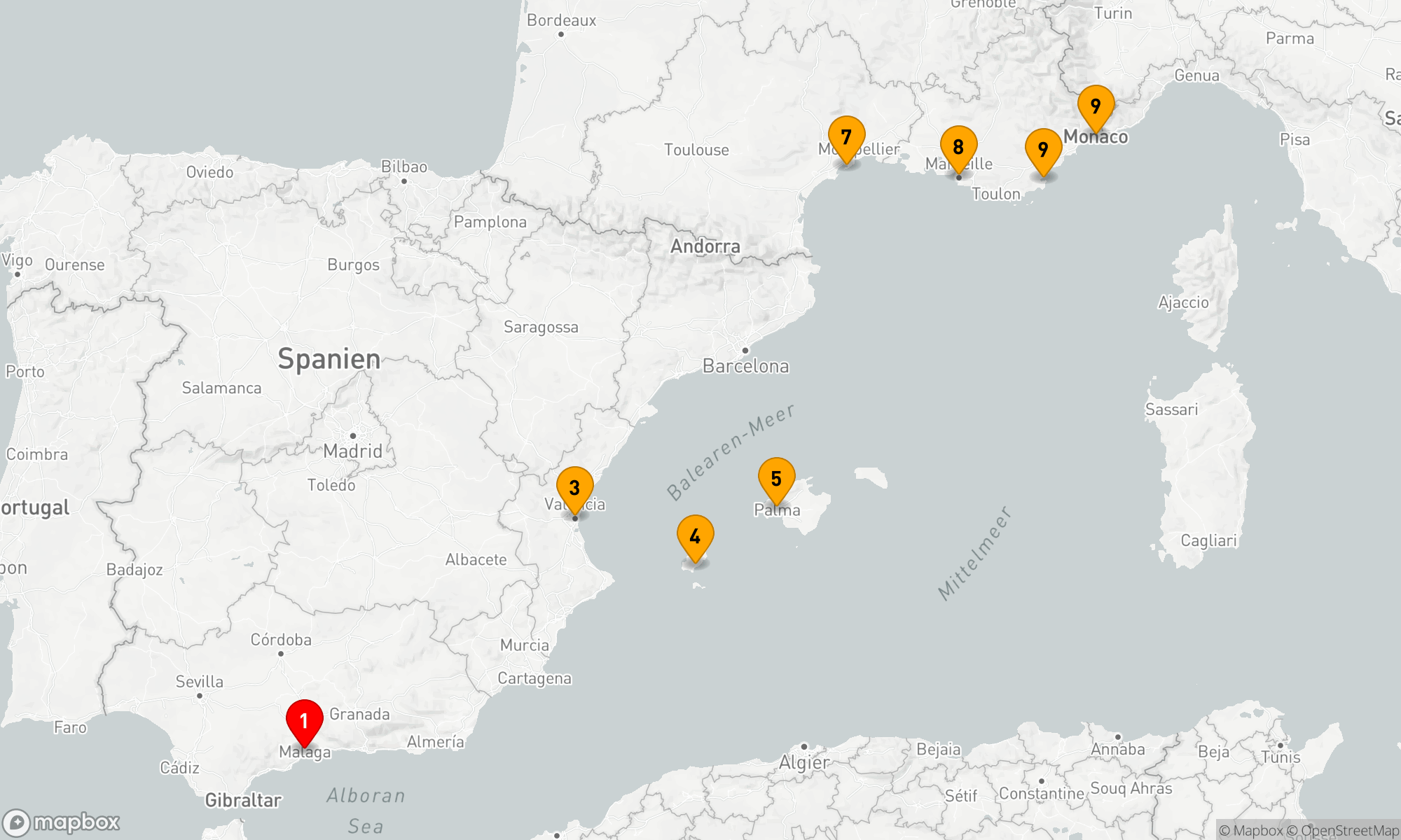 Route 9 Nächte - Sonnenvergnügen und mediterrane Eleganz (EUX2617)