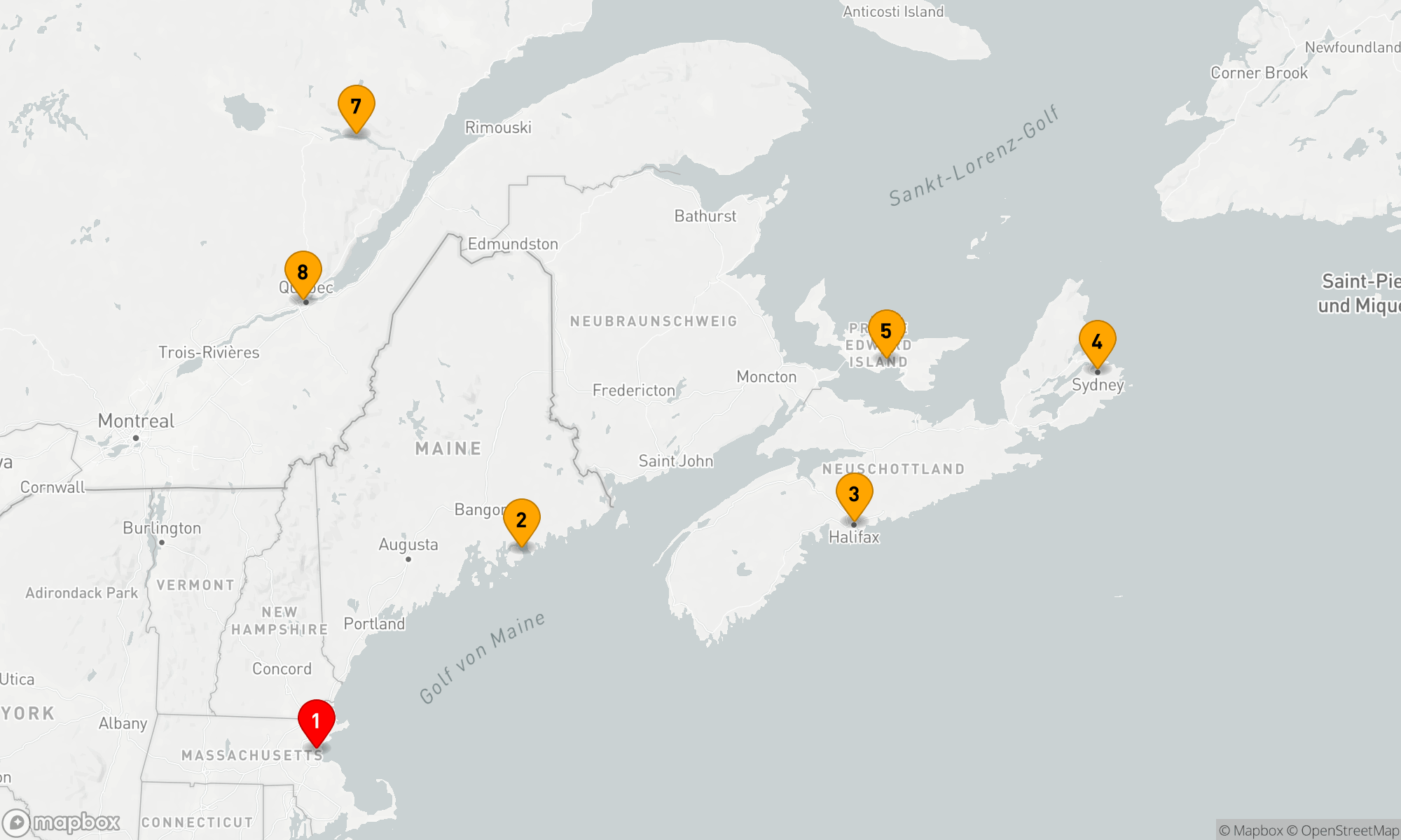 Route 7 Nächte - Charme der Atlantikküste: Von Boston nach Québec