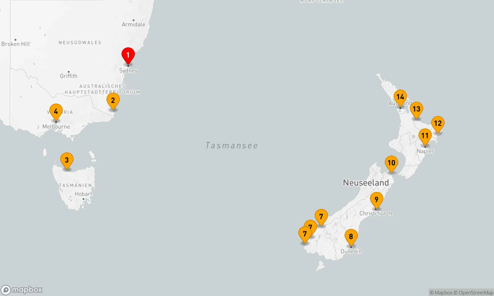 Route 14 Nächte - Entdeckung der Kiwi-Küsten: Von Sydney nach Auckland
