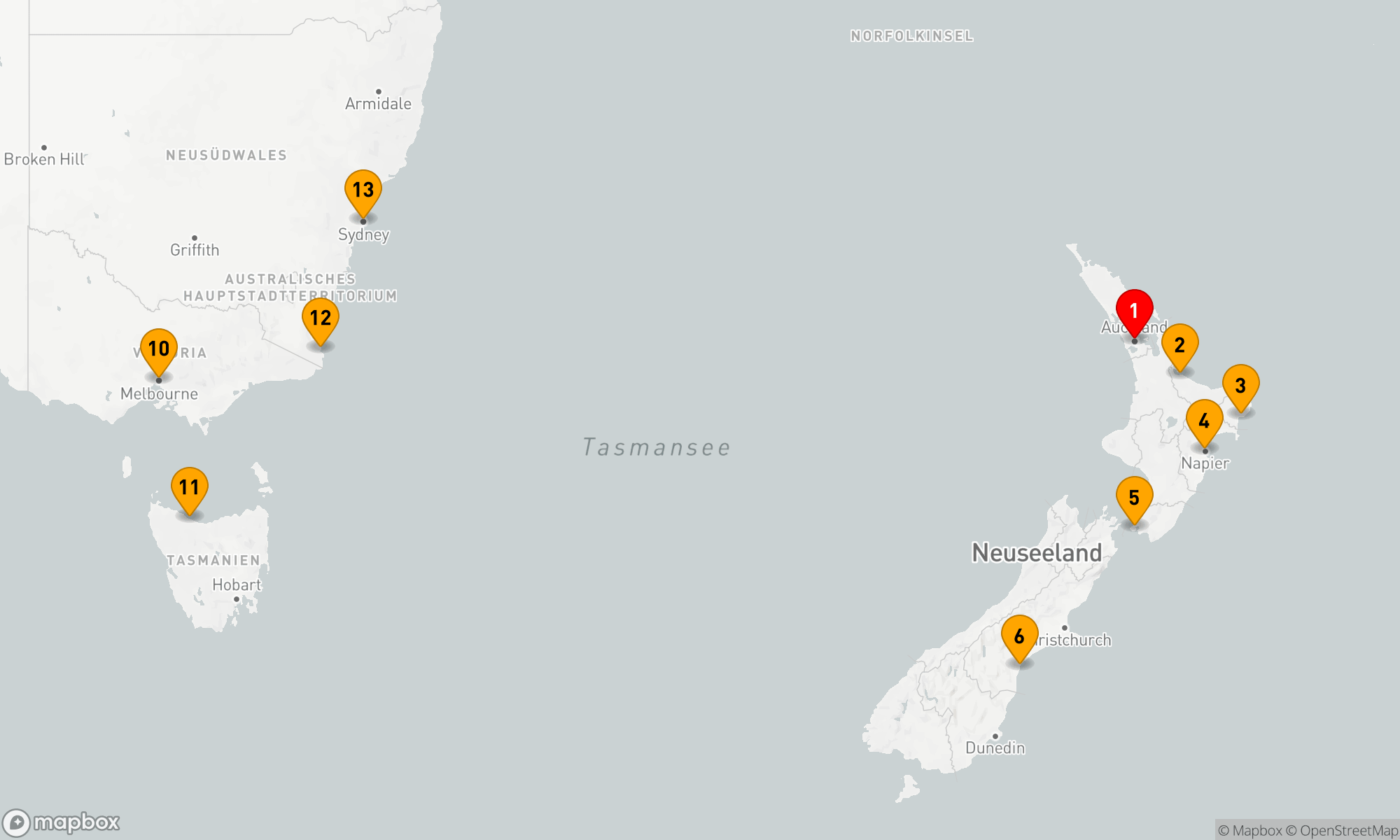 Route 12 Nächte - Entdeckungsreise durch Neuseeland und Australiens Küstenjuwelen