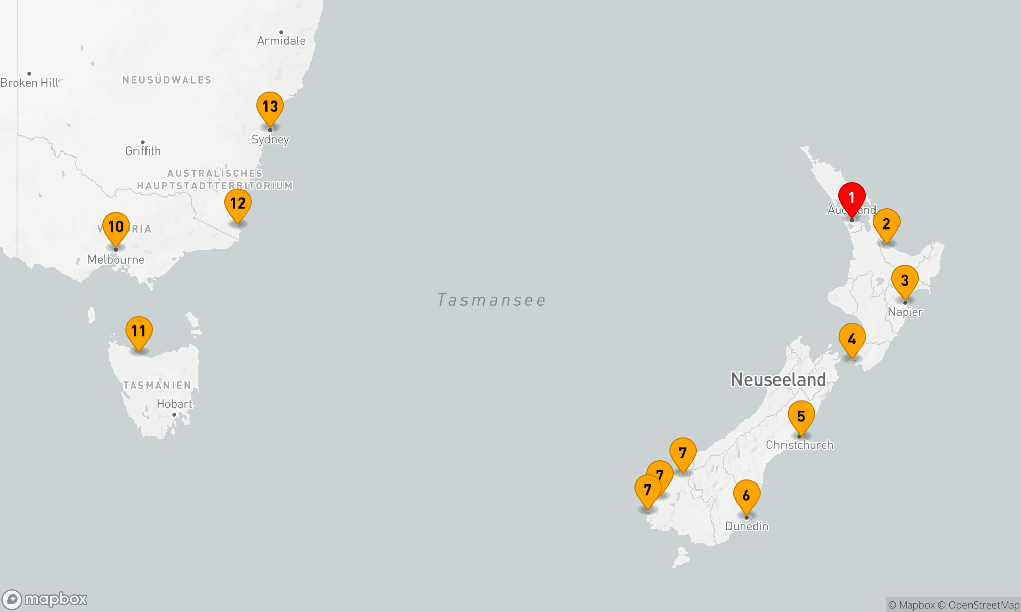 Route 12 Nächte - Inselträume von Neuseeland bis Australien