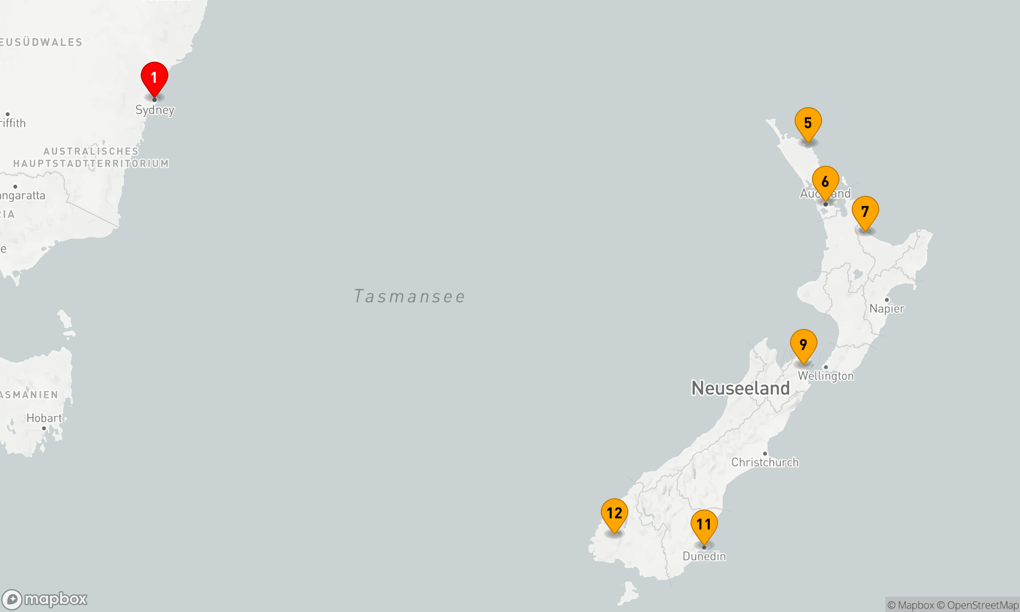 Route 14 Nächte - Urlaub in Neuseeland