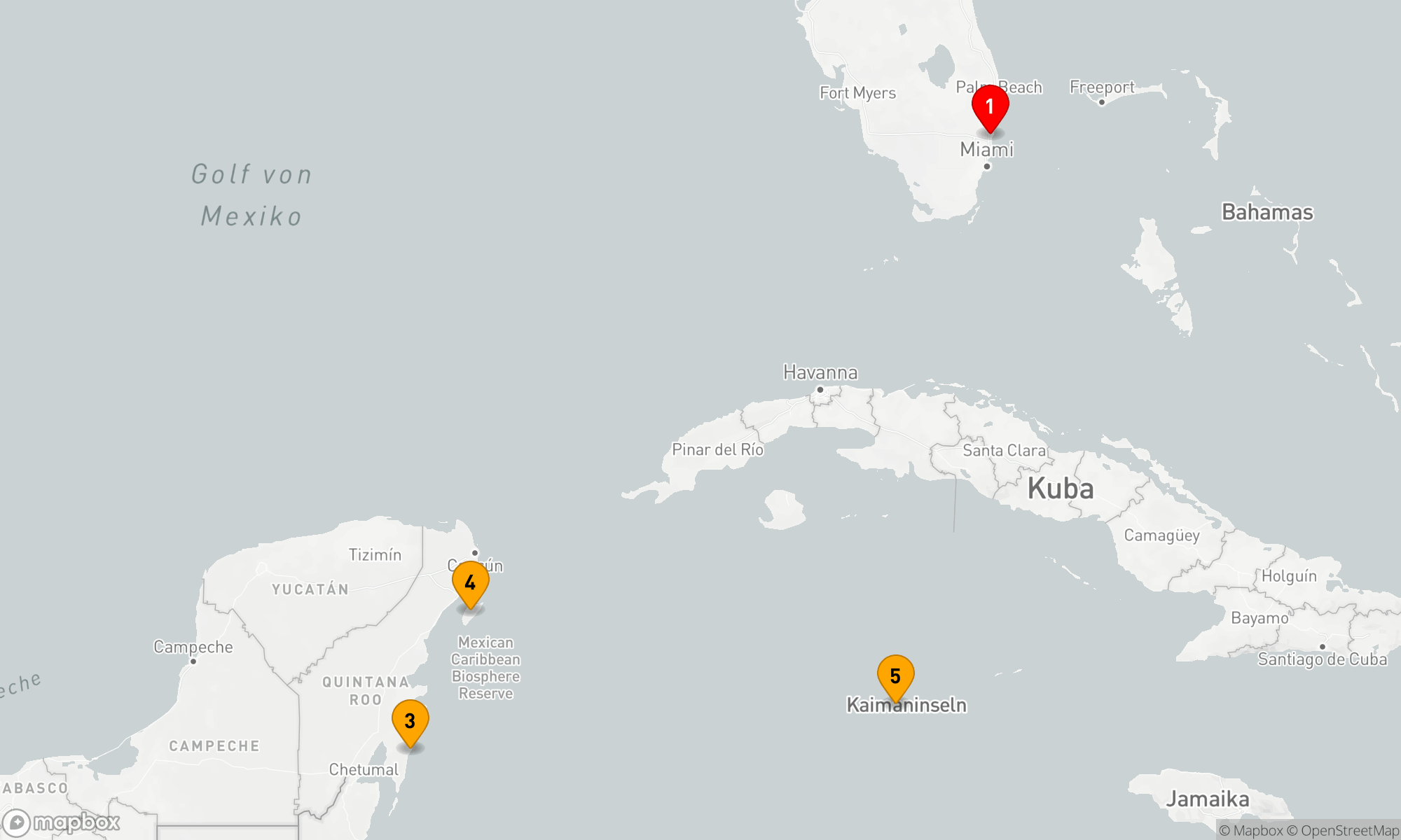 Route 6 Nächte - GRAND CAYMAN & MEXIKO KREUZFAHRT