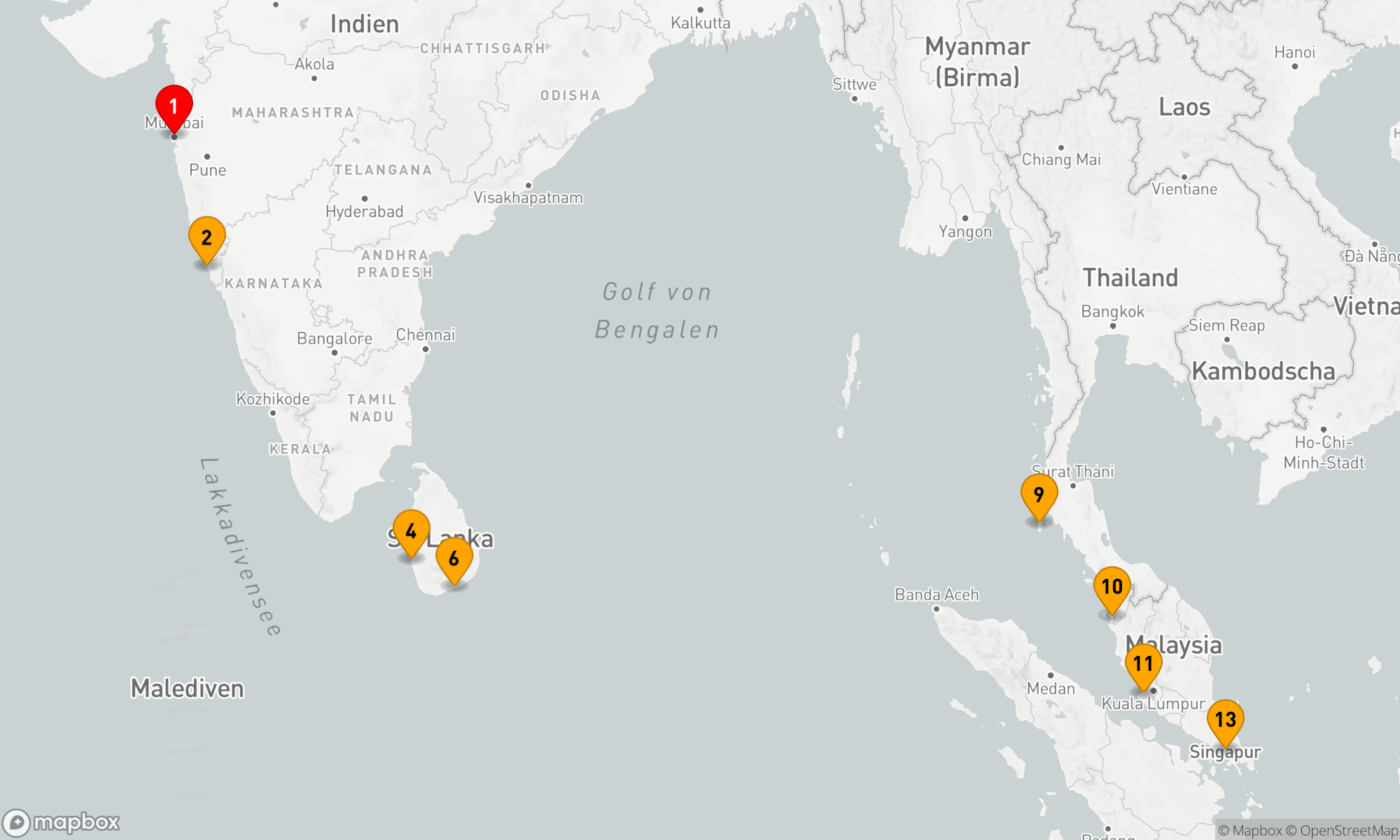 Route 12 Nächte - INDIEN,  SRI LANKA & THAILAND