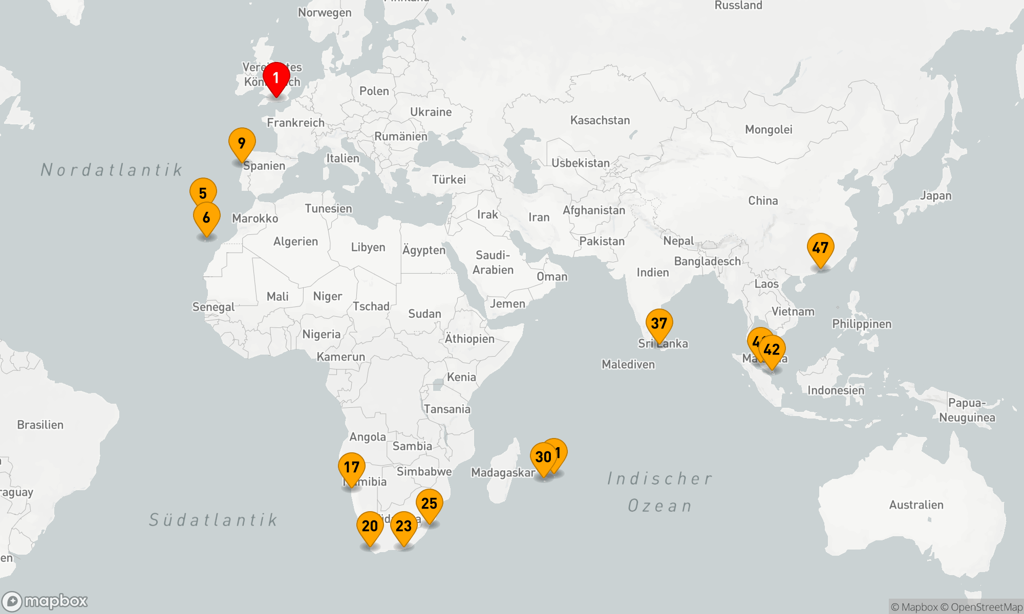 Route 47 Nächte - Afrika - Indischer Ozean - Asien (H603B)