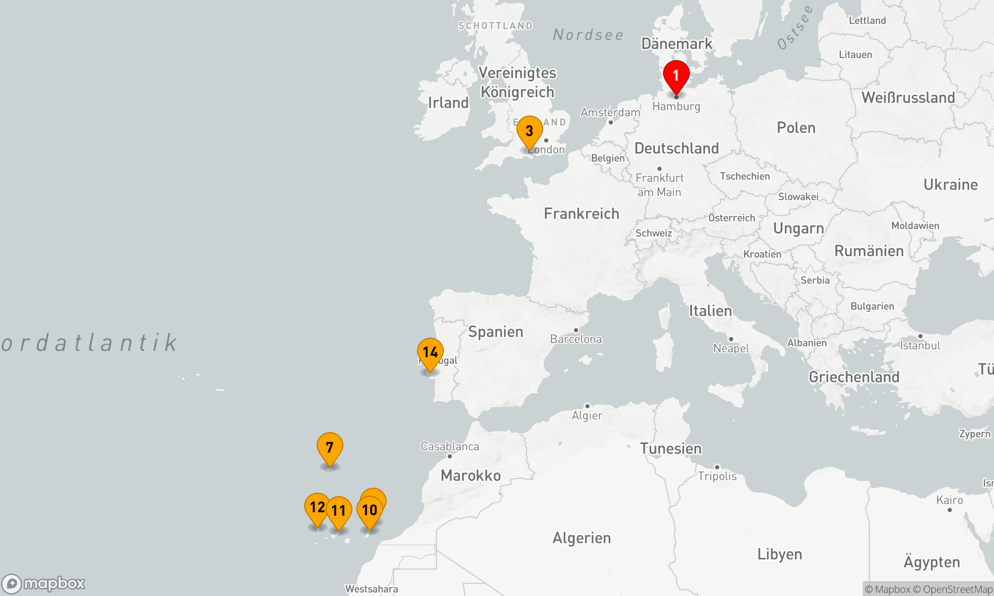 Route 18 Nächte - Weihnachts- und Neujahrsreise Kanarische Inseln - Portugal ab/bis Hamburg (H632C)