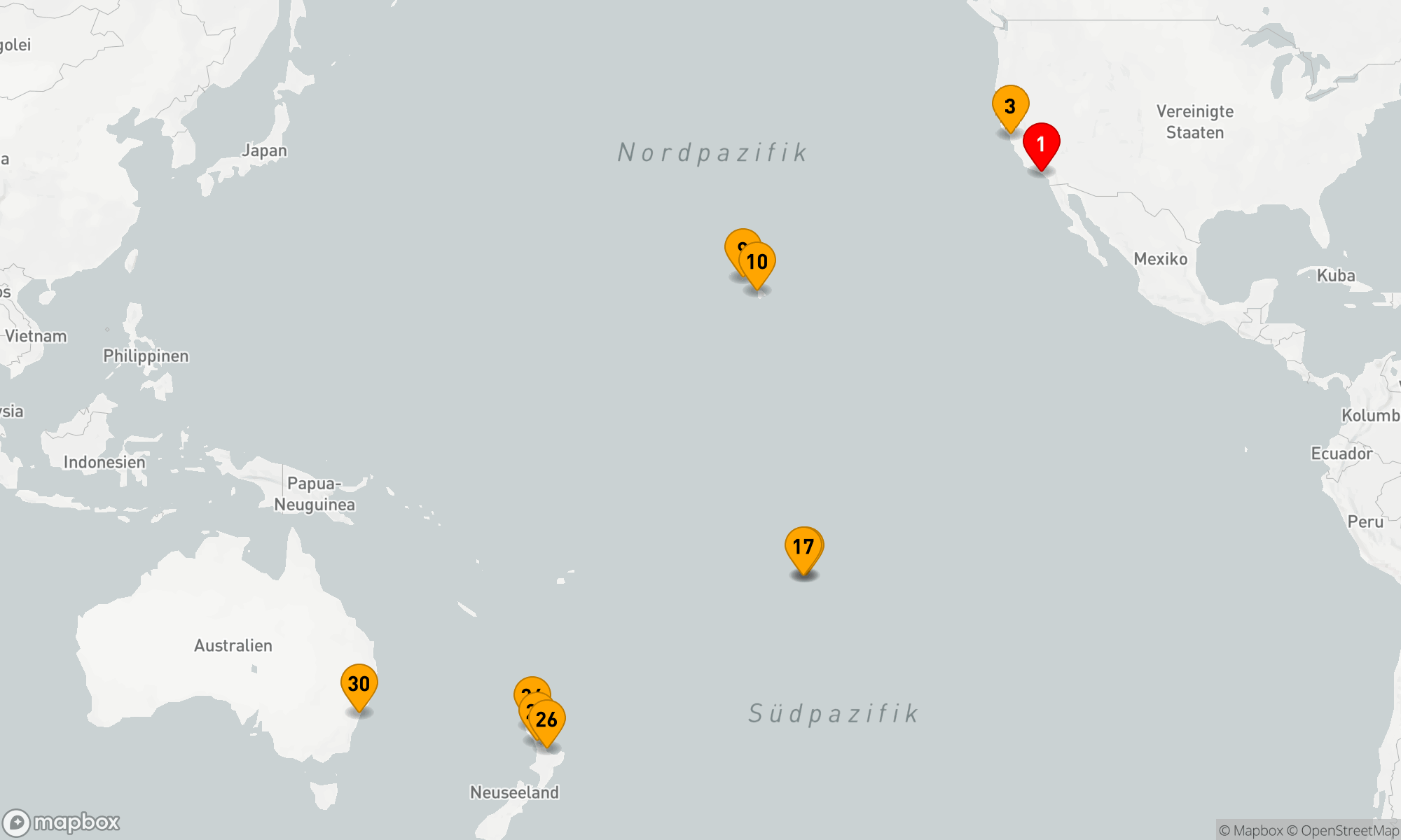 Route 28 Nächte - USA - Südpazifik - Neuseeland (M604L)