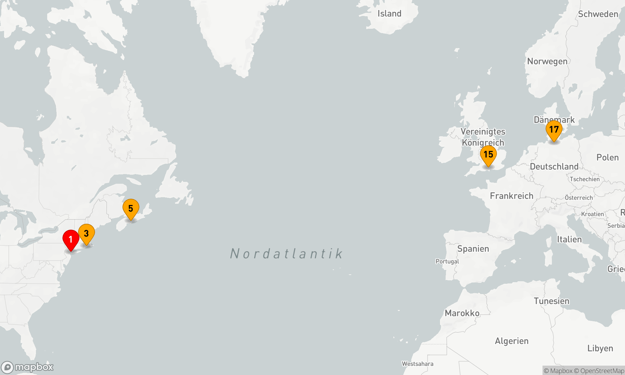 Route 16 Nächte - Transatlantik - Kanada - Neuengland bis Hamburg (M614B)