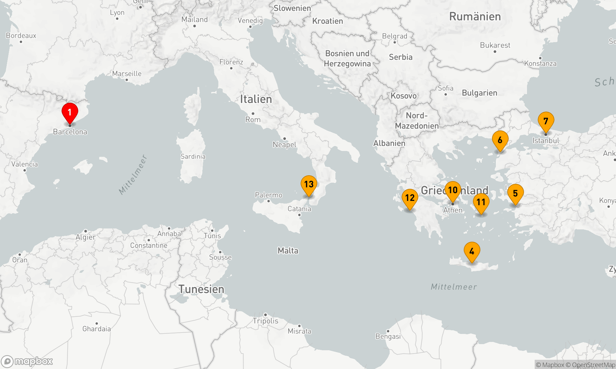 Route 14 Nächte - Westliches und östliches Mittelmeer (V609)
