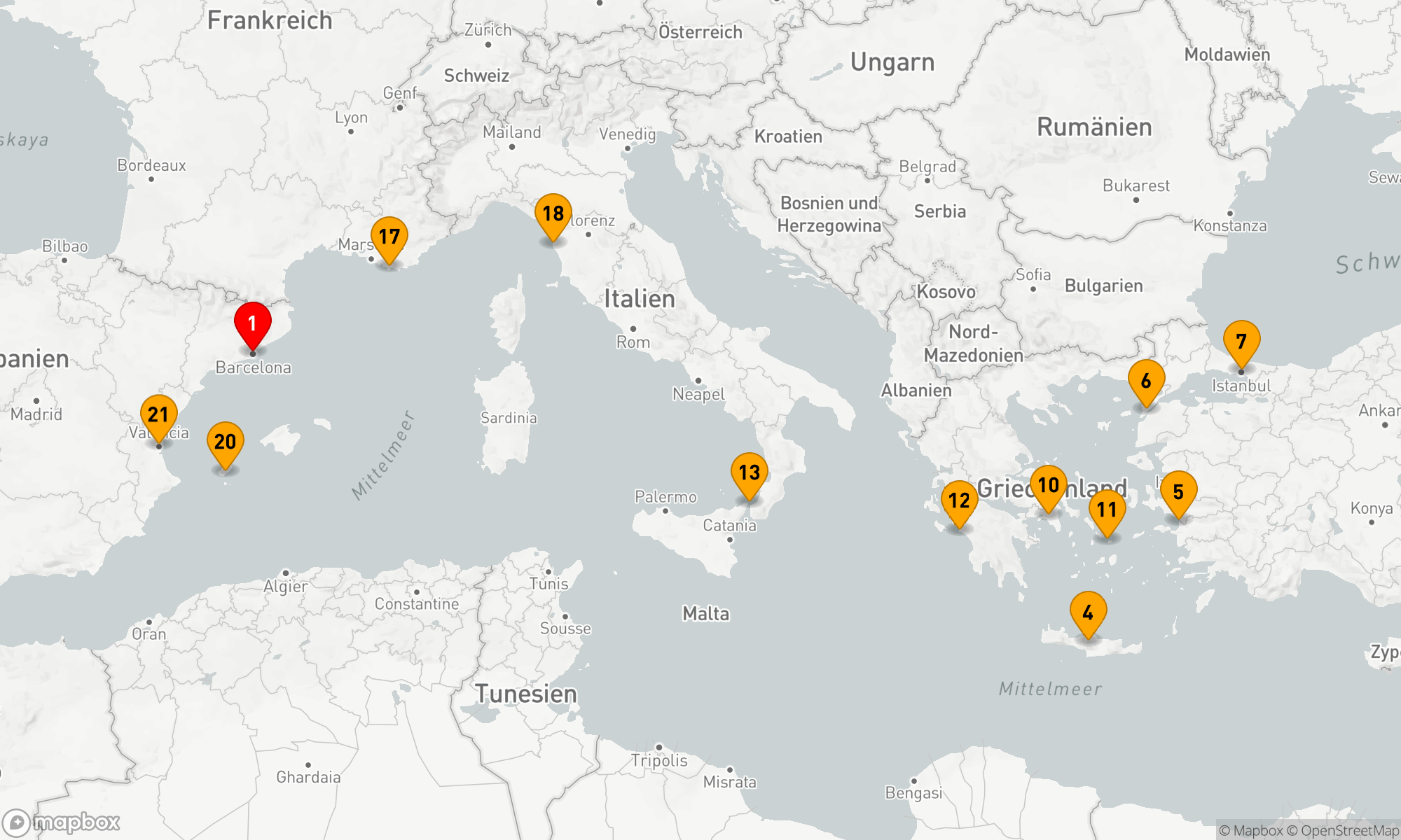 Route 21 Nächte - Westliches und östliches Mittelmeer (V609B)