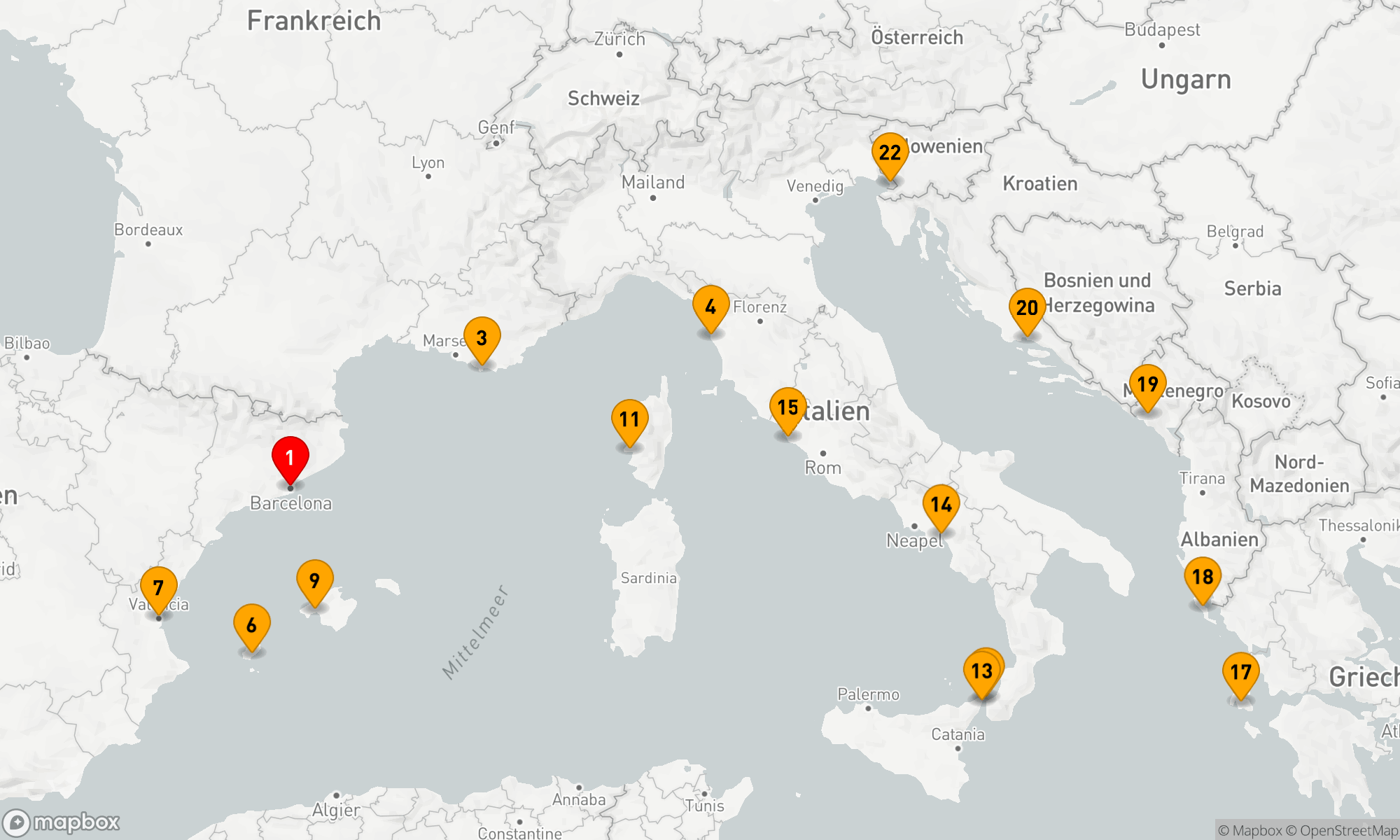 Route 21 Nächte - Westliches Mittelmeer - Adria (V610B)