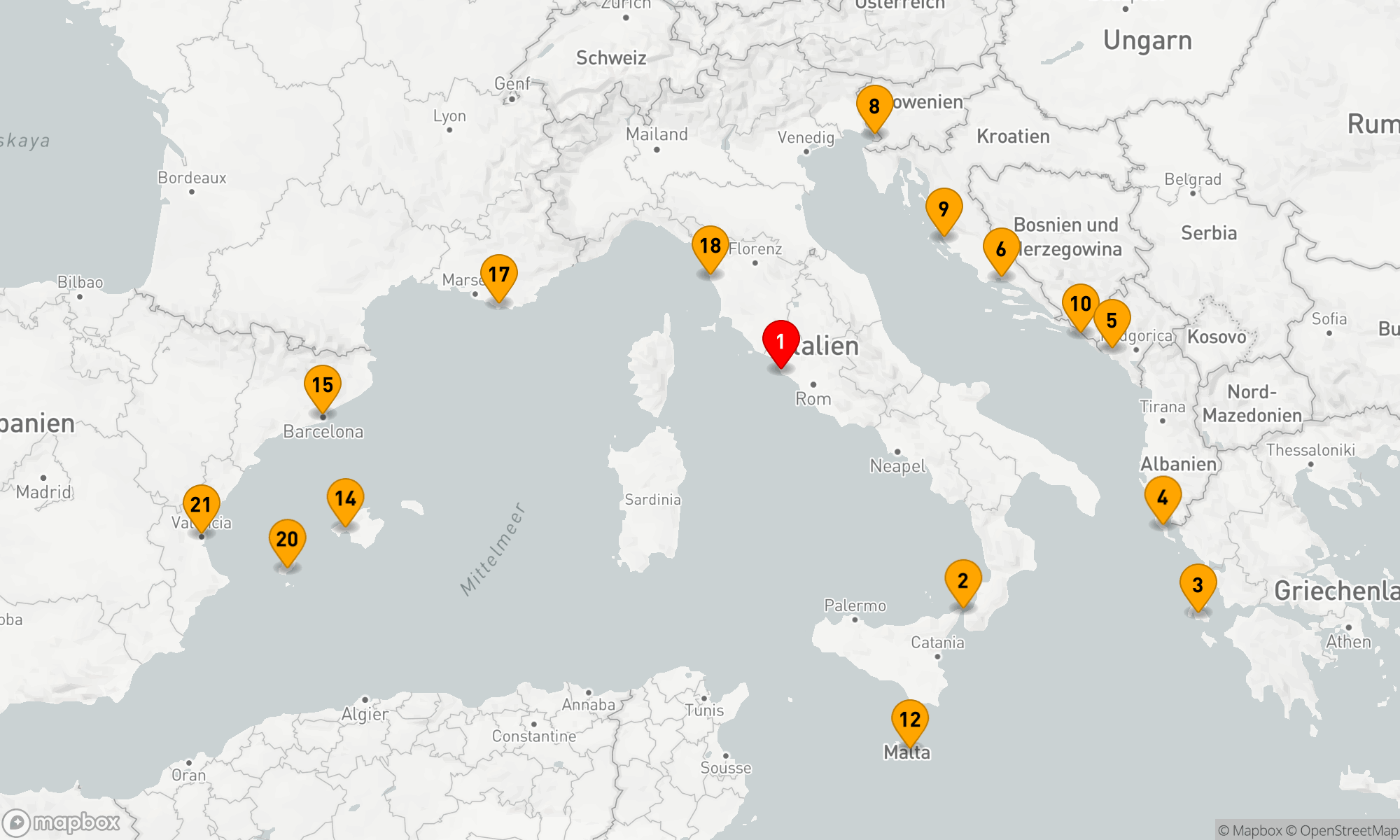 Route 21 Nächte - Westliches Mittelmeer - Griechenland - Adria (V611B)