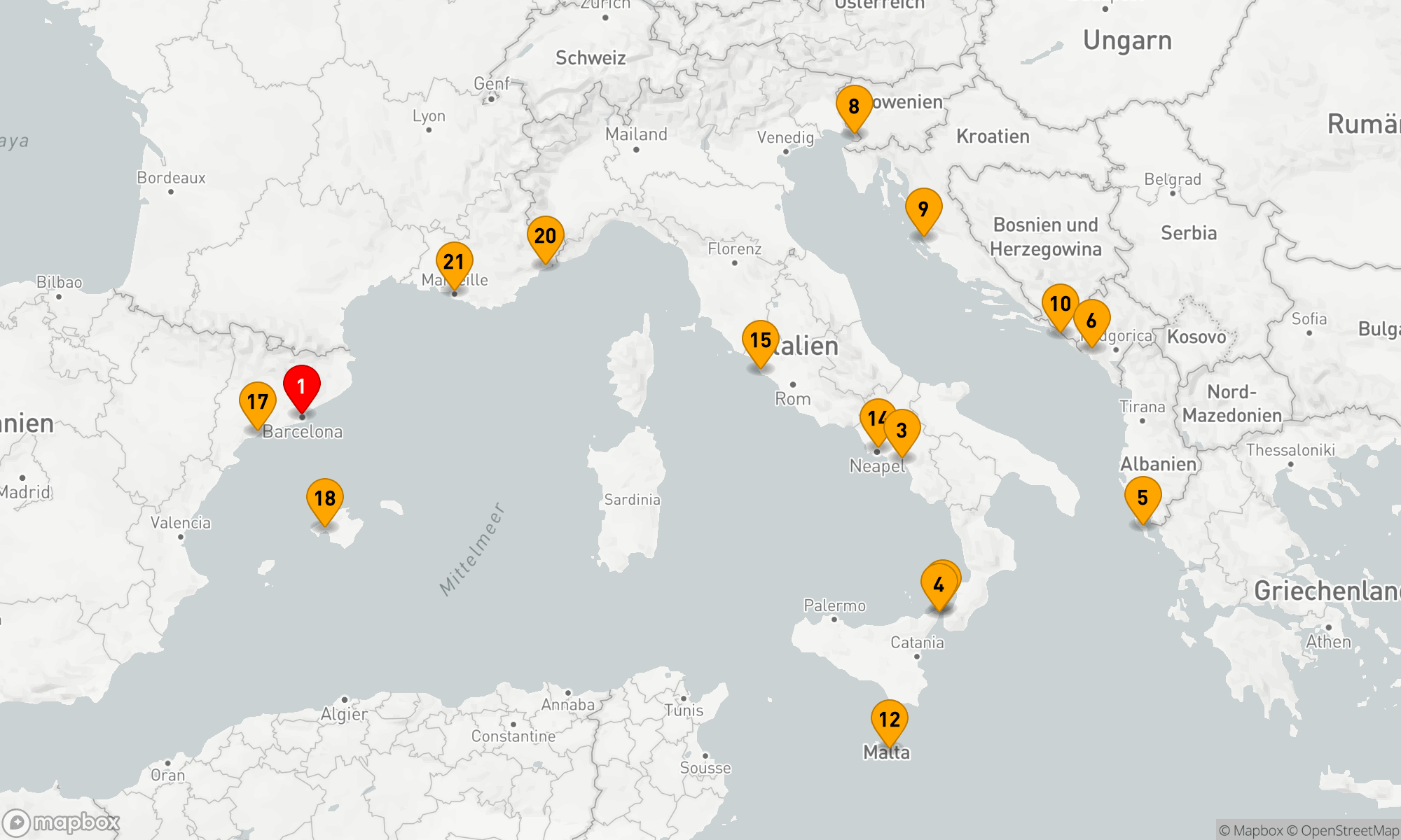 Route 21 Nächte - Westliches Mittelmeer - Adria (V615B)