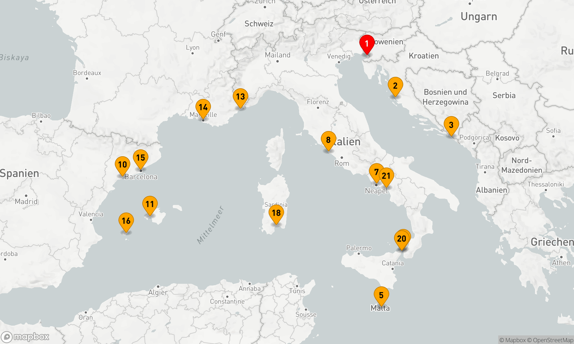 Route 21 Nächte - Westliches Mittelmeer - Adria (V615E)