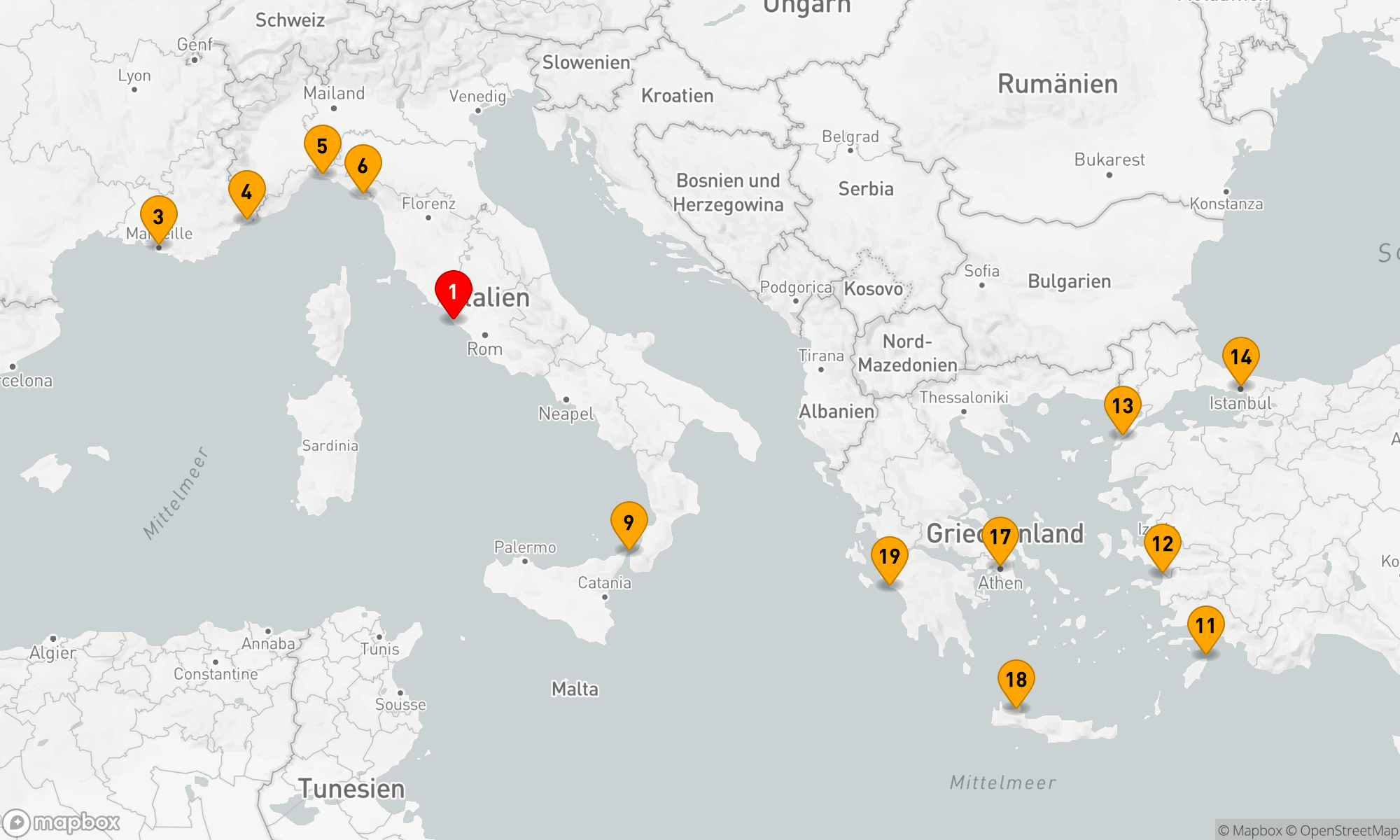 Route 21 Nächte - Westliches und östliches Mittelmeer (V618F)