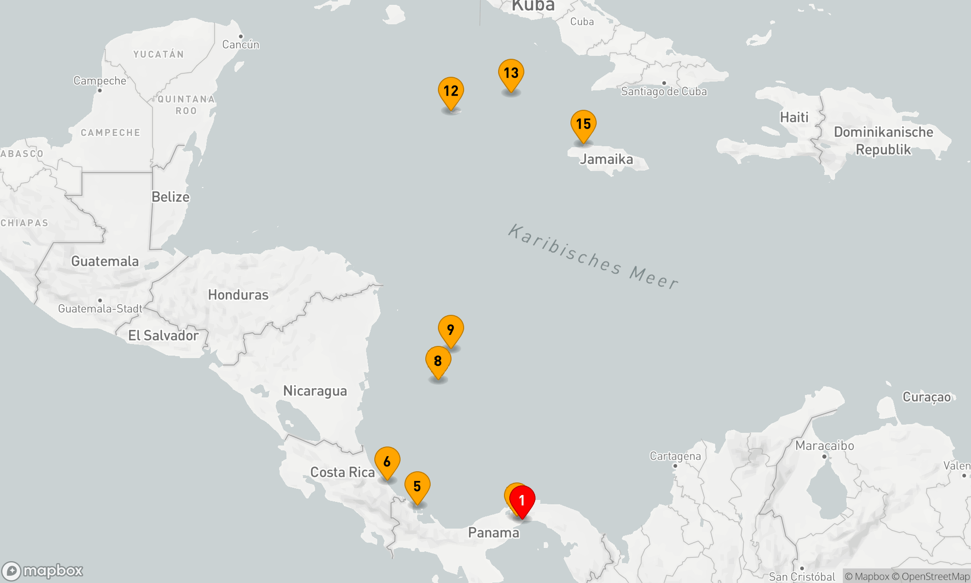 Route 14 Nächte - Panama nach Jamaika