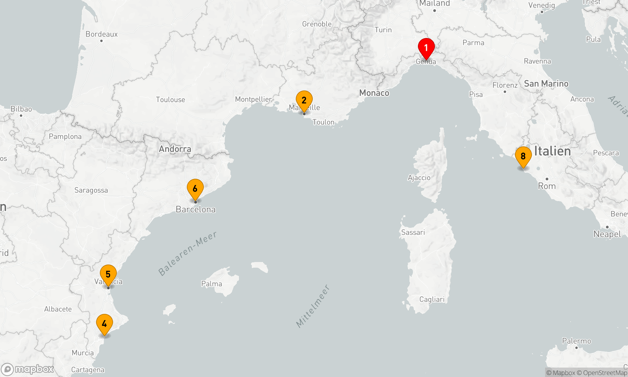 Route 8 Nächte - Mediterranes Mosaik ab Genua