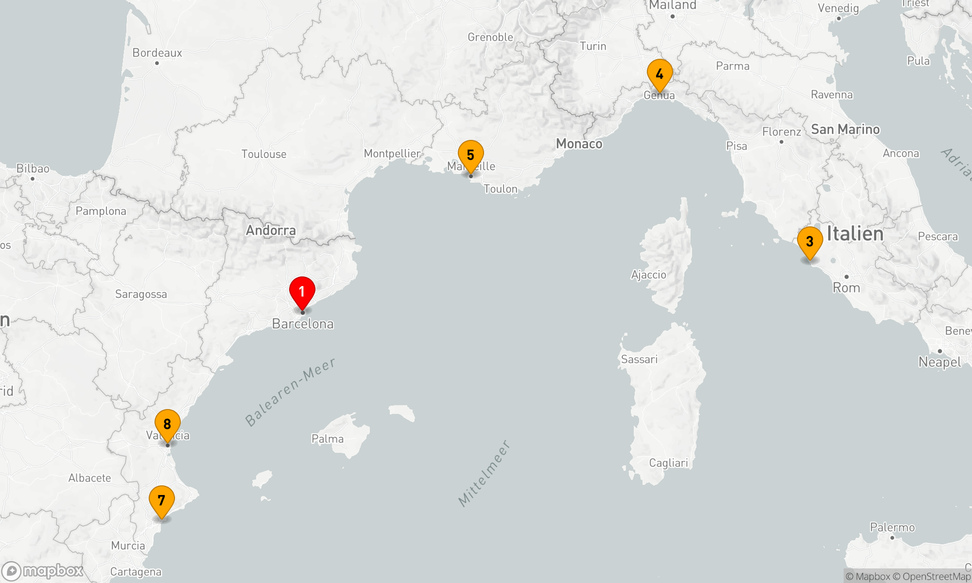 Route 8 Nächte - Mediterrane Prachtkreuzfahrt