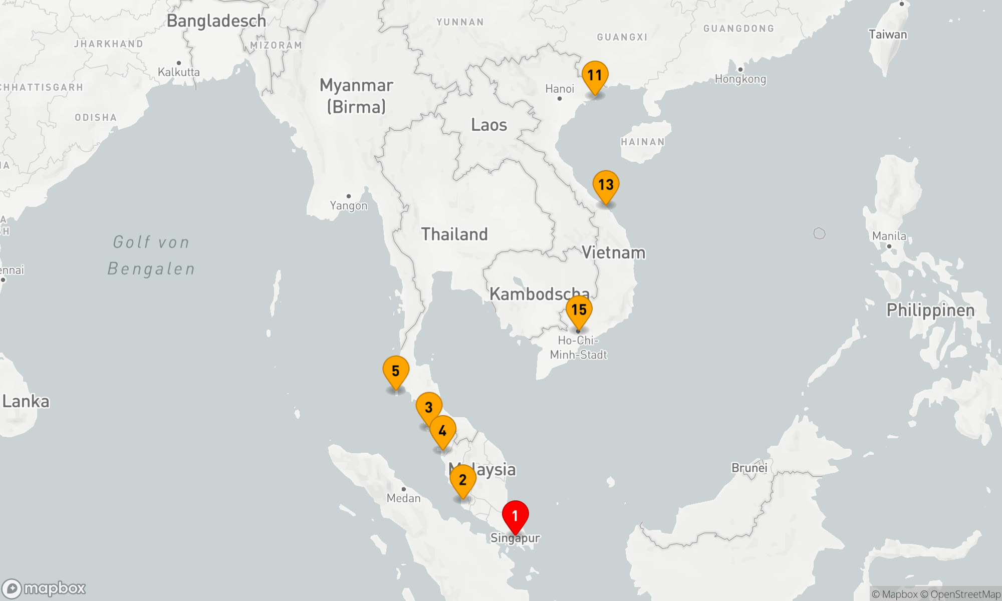 Route 16 Nächte - Malaysia,  Thailand & Vietnam mit Halong-Bucht