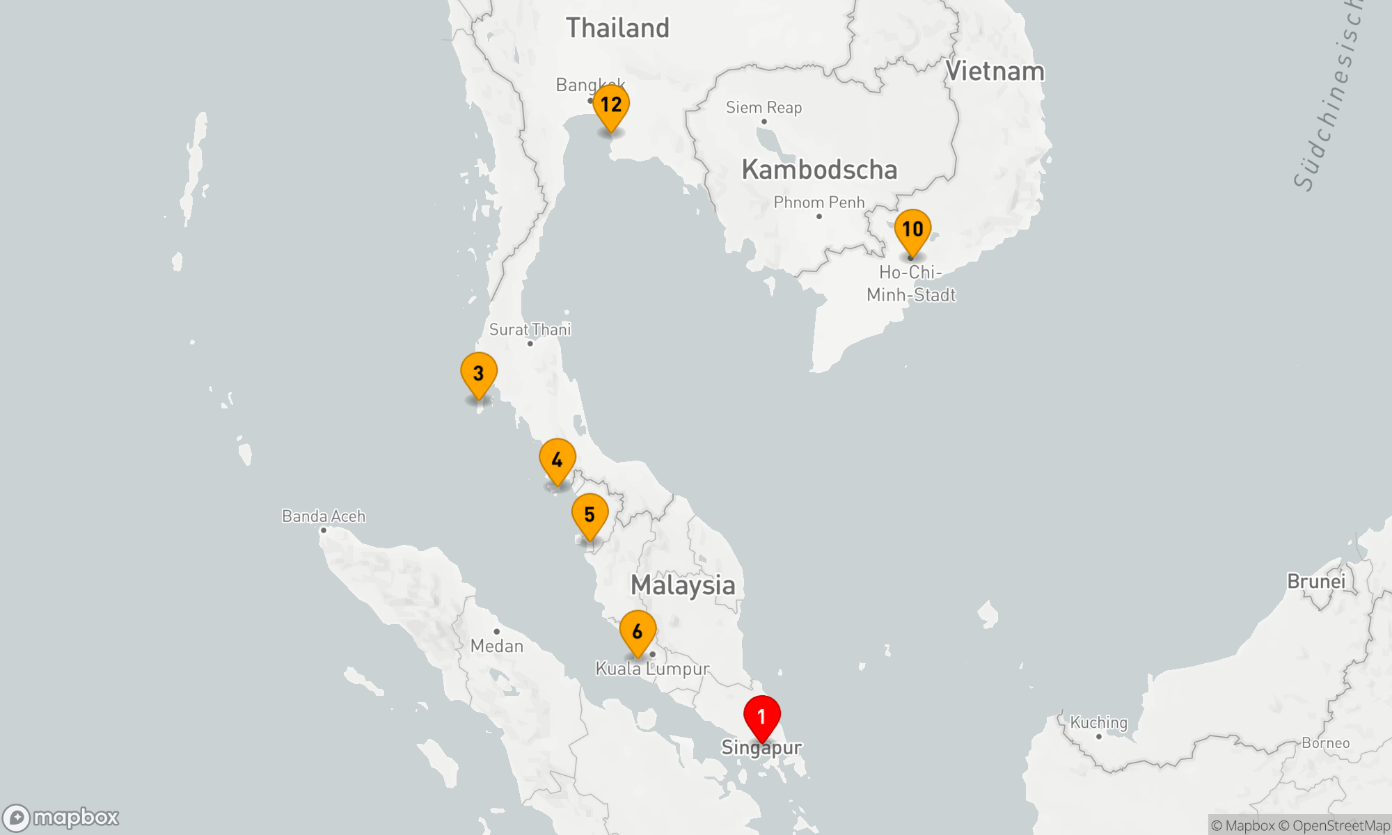 Route 14 Nächte - Malaysia,  Thailand und Vietnam