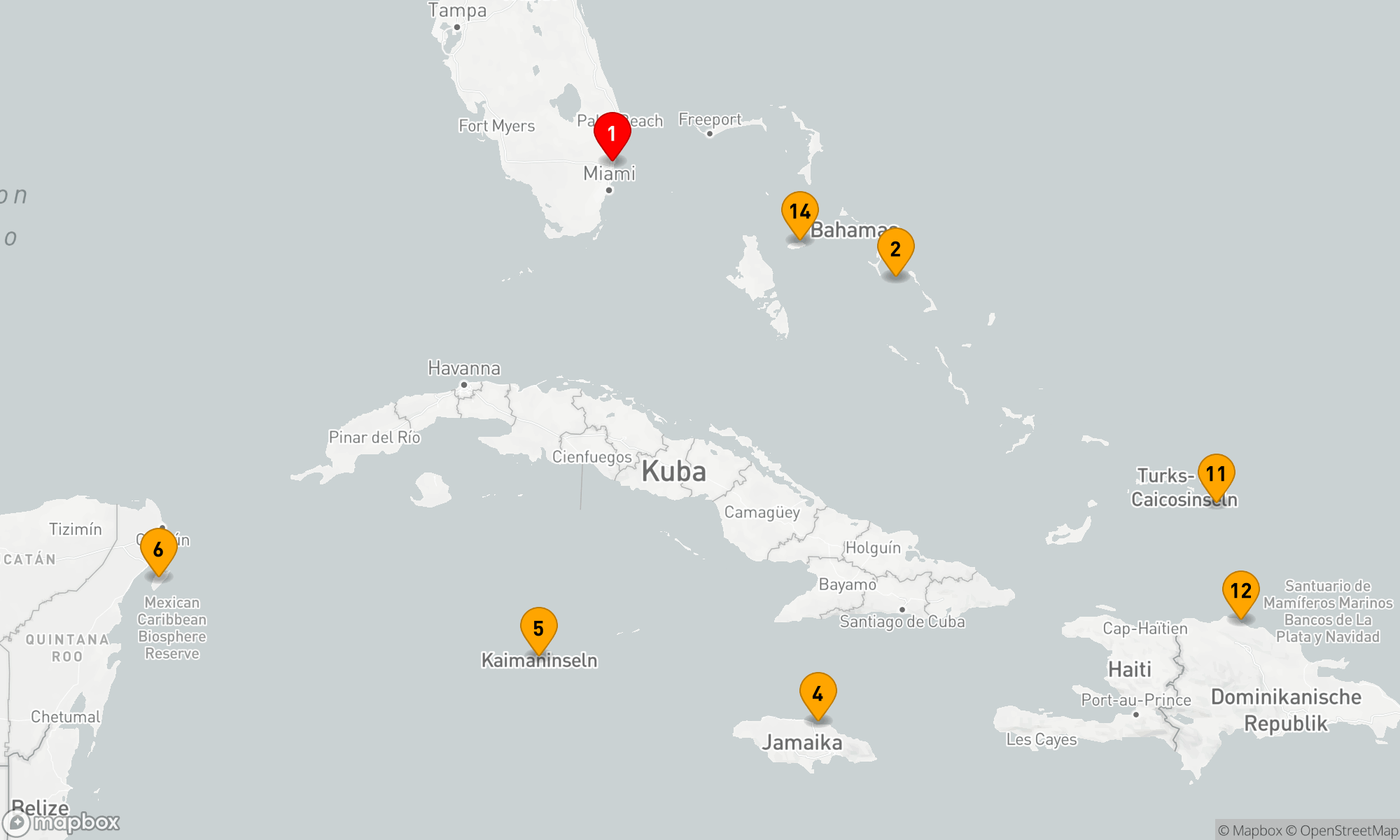 Route 14 Nächte - WESTLICHE UND ÖSTLICHE KARIBIK: BAHAMAS