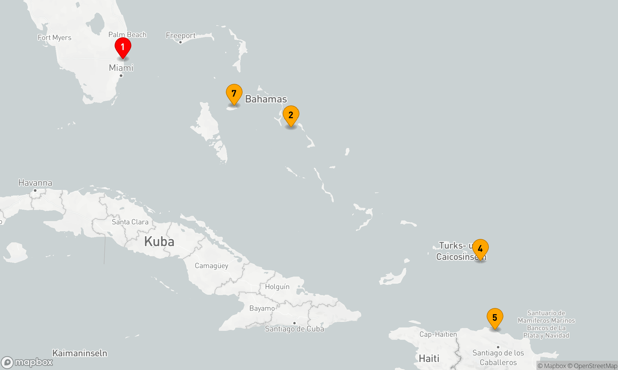 Route 7 Nächte - ÖSTLICHE KARIBIK: BERNSTEINBUCHT & BAHAMAS