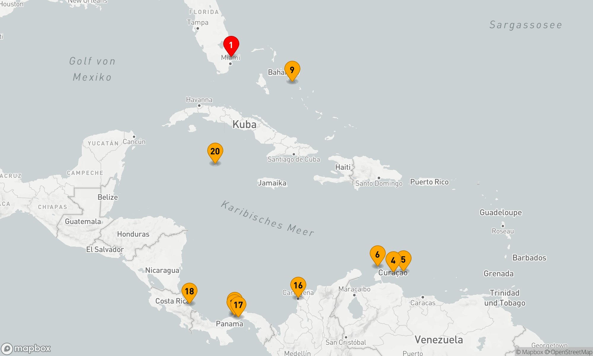 Route 21 Nächte - SÜDLICHE KARIBIK & PANAMA KANAL: ABC INSELN