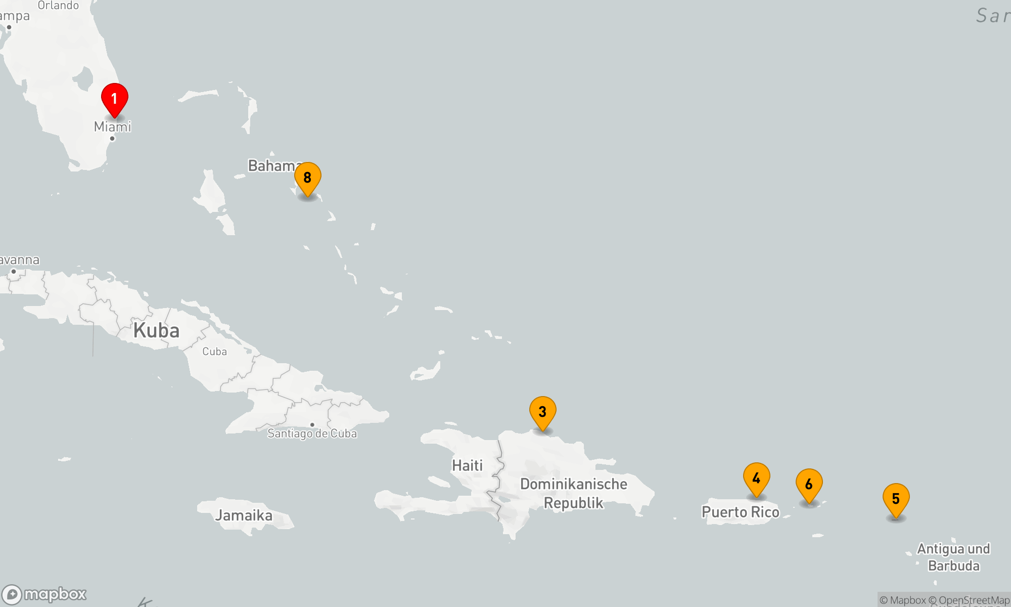 Route 8 Nächte - ÖSTLICHE KARIBIK: GROSSE ANTILLEN UND INSELN UNTER DEM WINDE