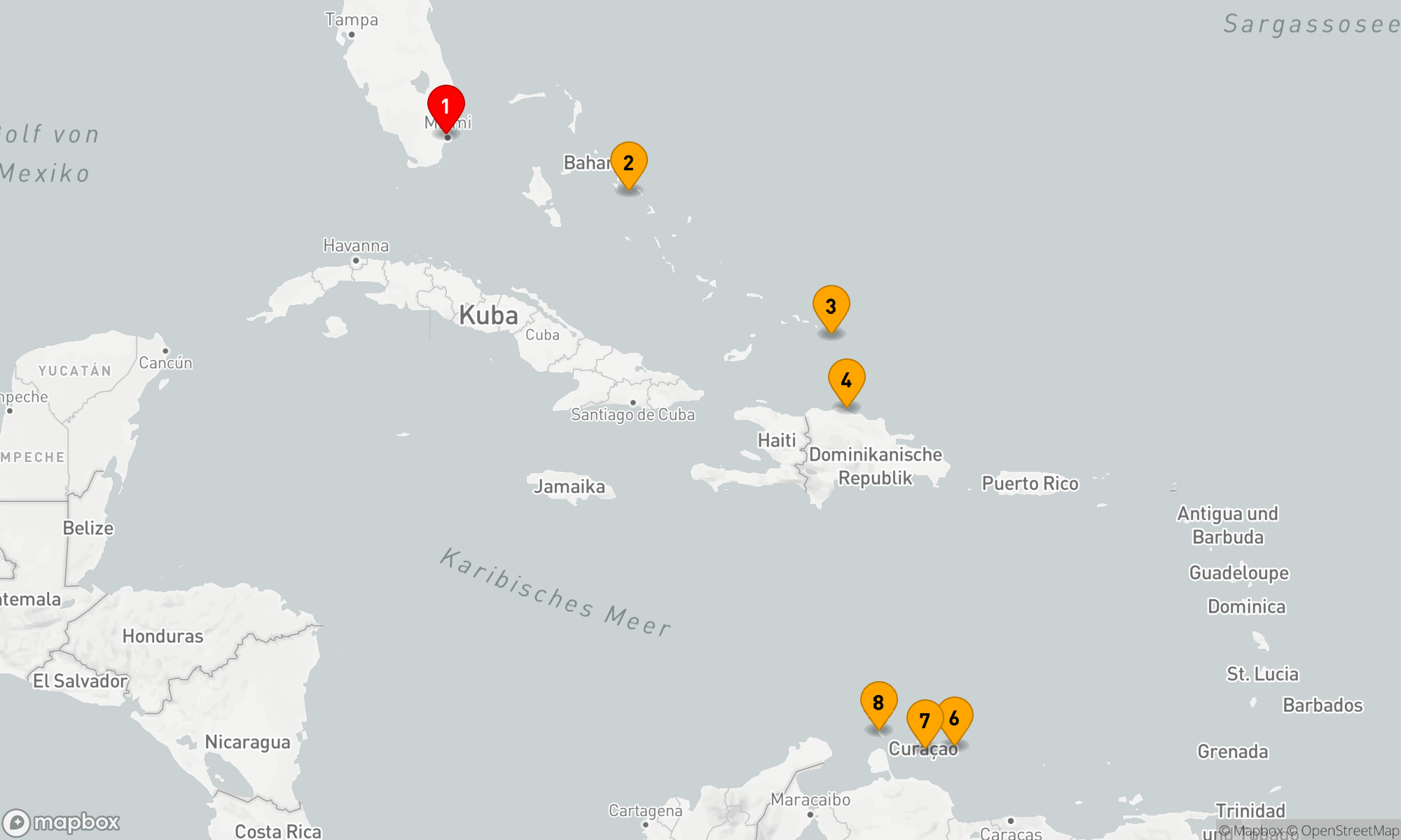 Route 10 Nächte - SÜDLICHE KARIBIK: AMBER COVE & ABC-INSELN