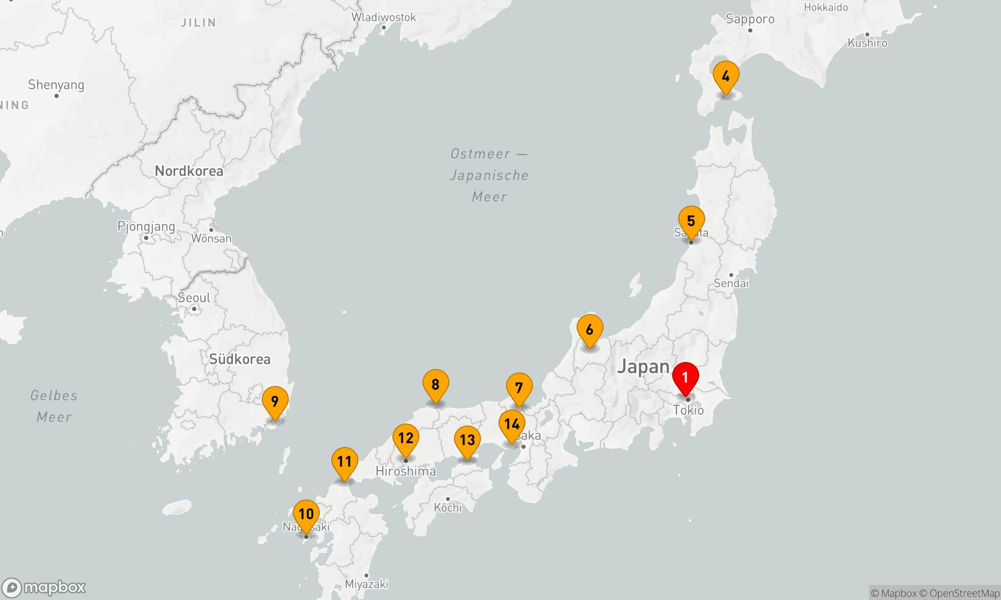 Route 14 Nächte - JAPAN INTENSIV KREUZFAHRT: TOKIO,  NAGASAKI & HIROSHIMA
