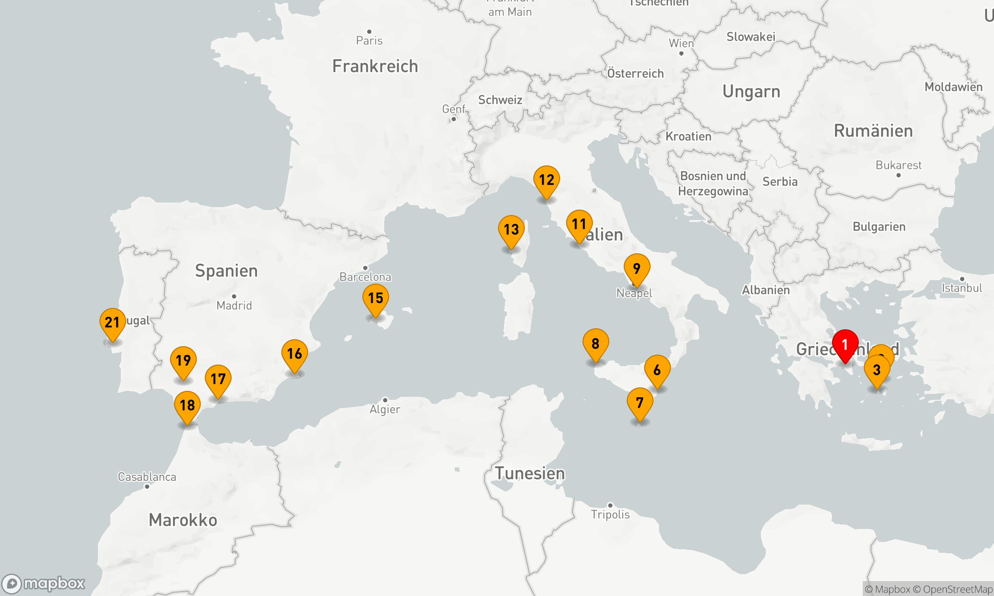 Route 21 Nächte - Entdecken Sie die Wunder des Mittelmeers