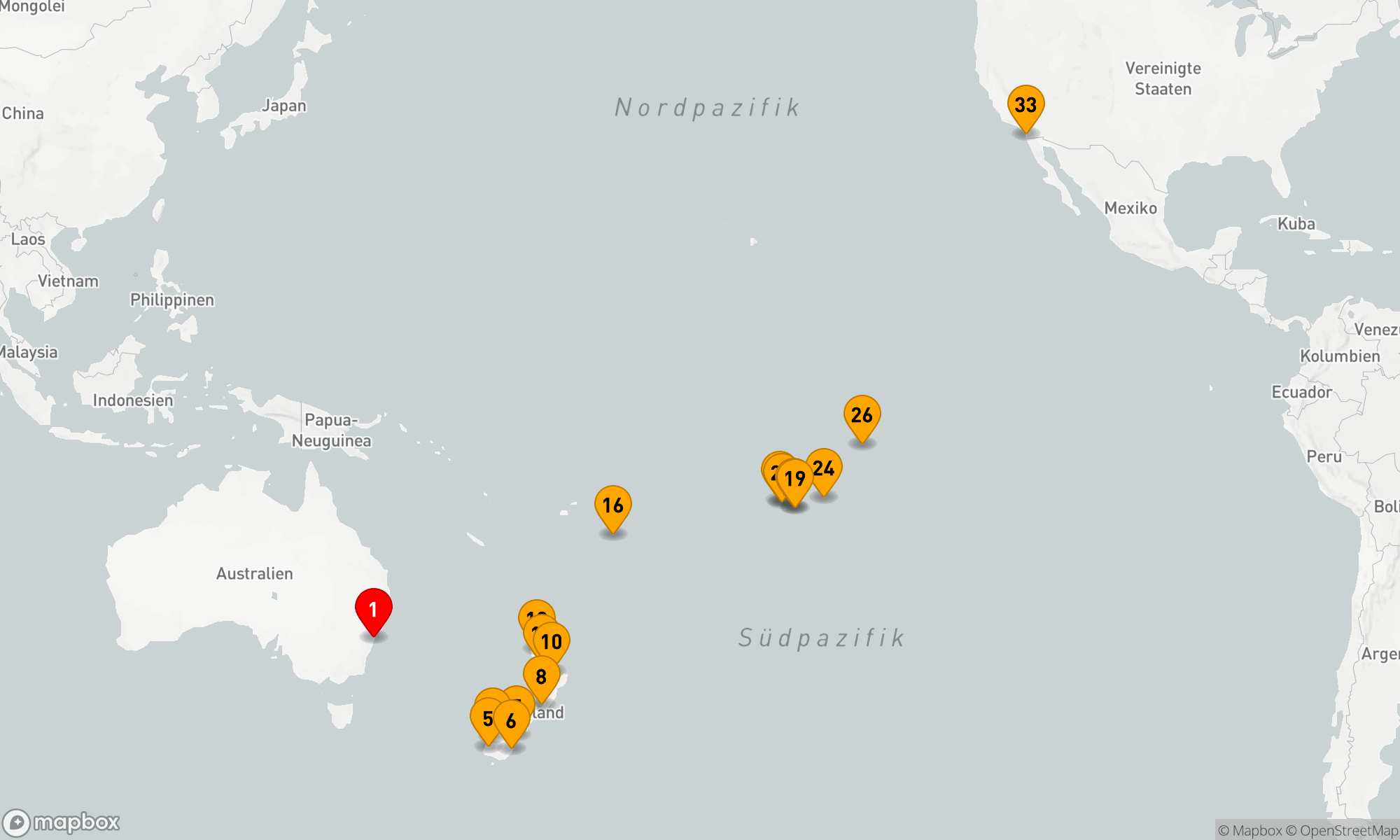 Route 32 Nächte - GROSSES AUSTRALIEN & NEUSEELAND