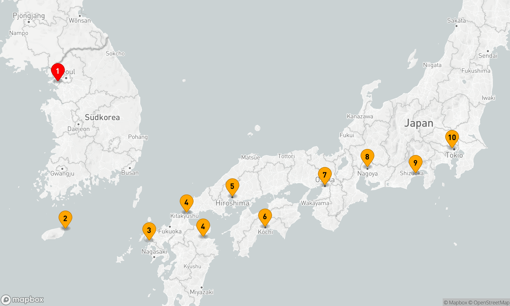 Route 10 Nächte - Entdeckungsreise zwischen Kultur und Küste: Von Korea nach Japan