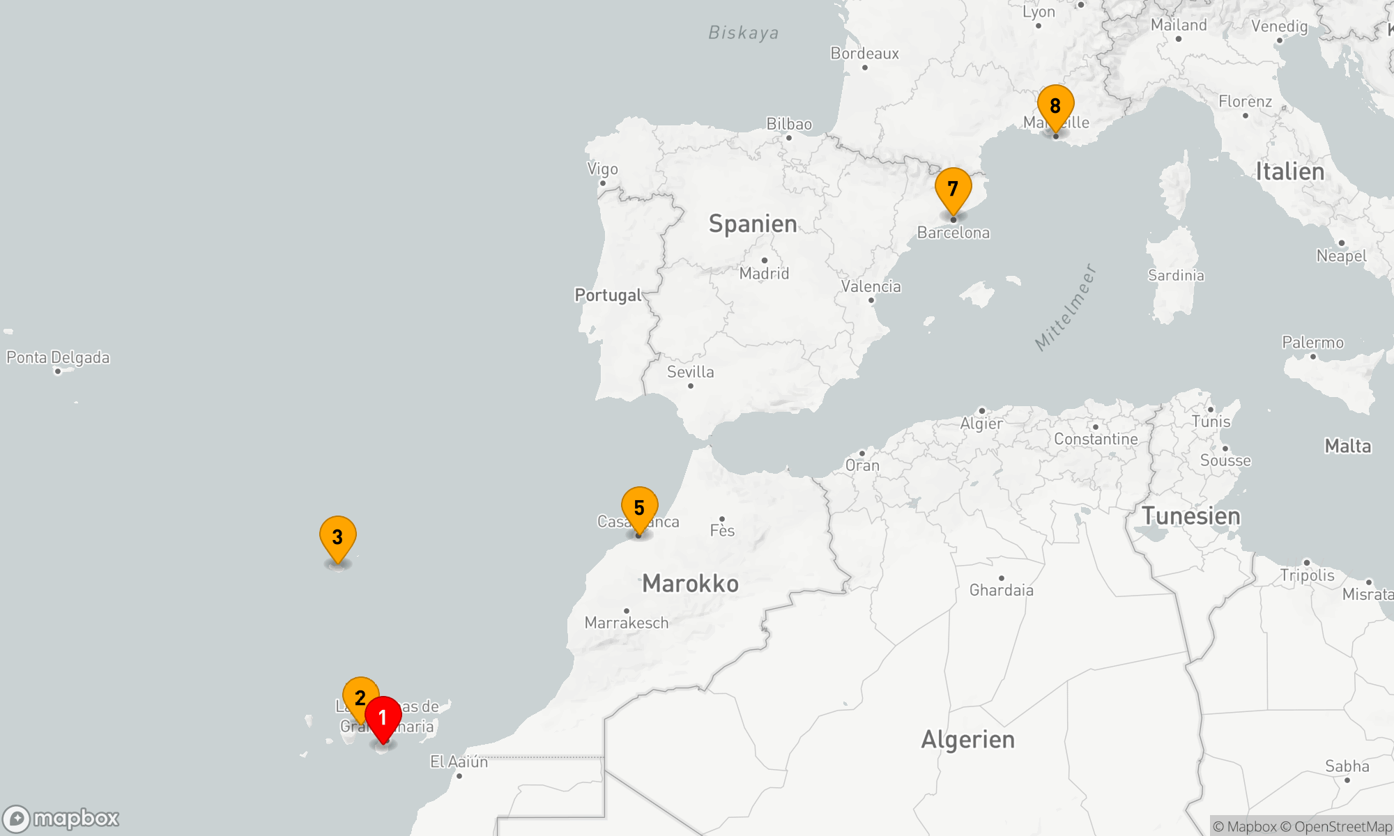 Route 7 Nächte - Spanisch-Portugiesische Küstenperlen und Maghreb Highlights