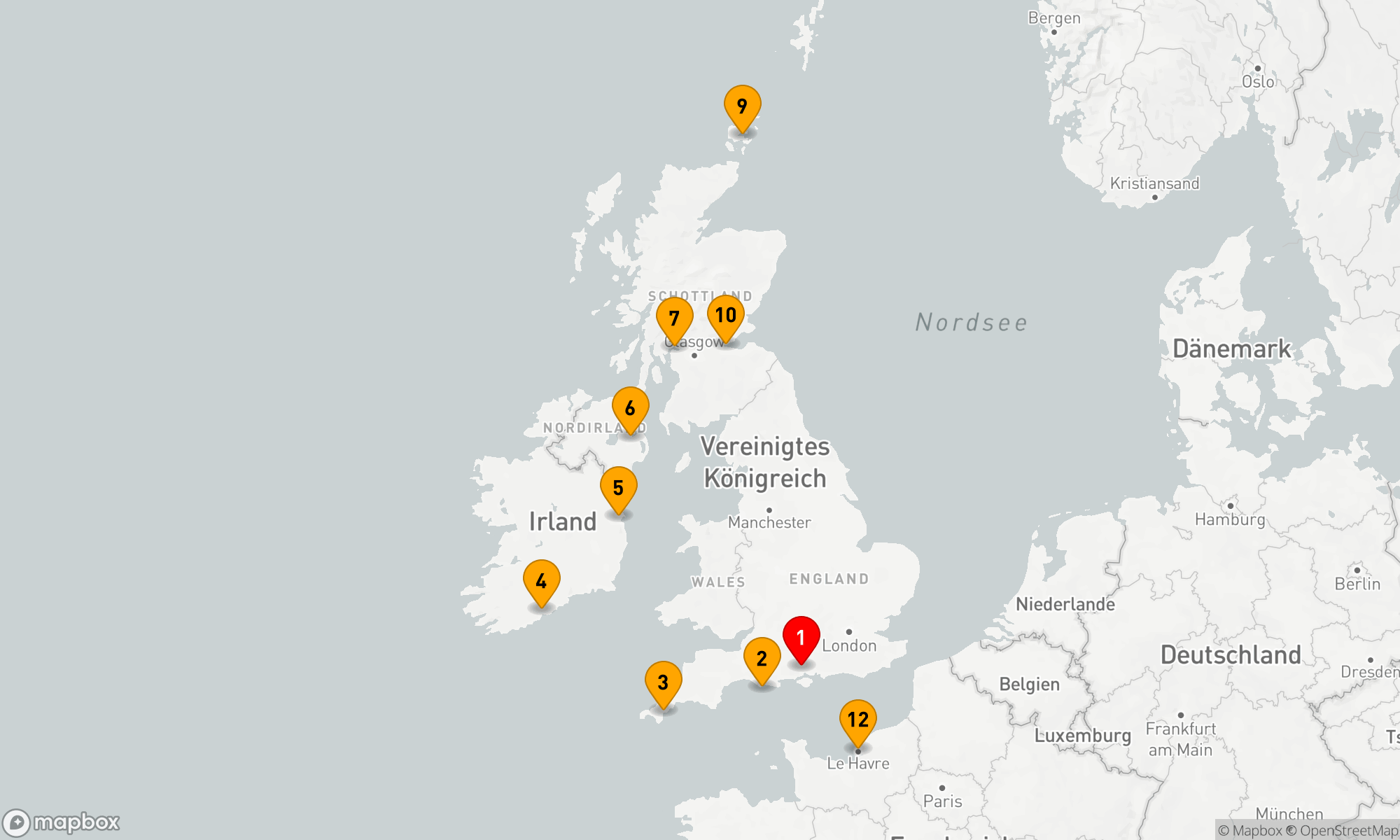 Route 12 Nächte - Britische Inseln mit Frankreich & Belfast