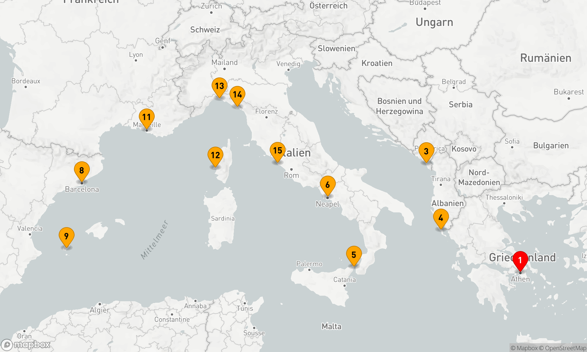 Route 14 Nächte - Westliches Mittelmeer mit Griechenland & Italien
